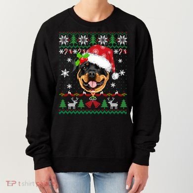 Rottweiler Christmas Ugly Sweater Rottweiler Tree Light Xmas Gift Women's Sweatshirt