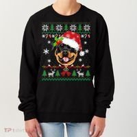 Rottweiler Christmas Ugly Sweater Rottweiler Tree Light Xmas Gift Women's Sweatshirt thumb 0