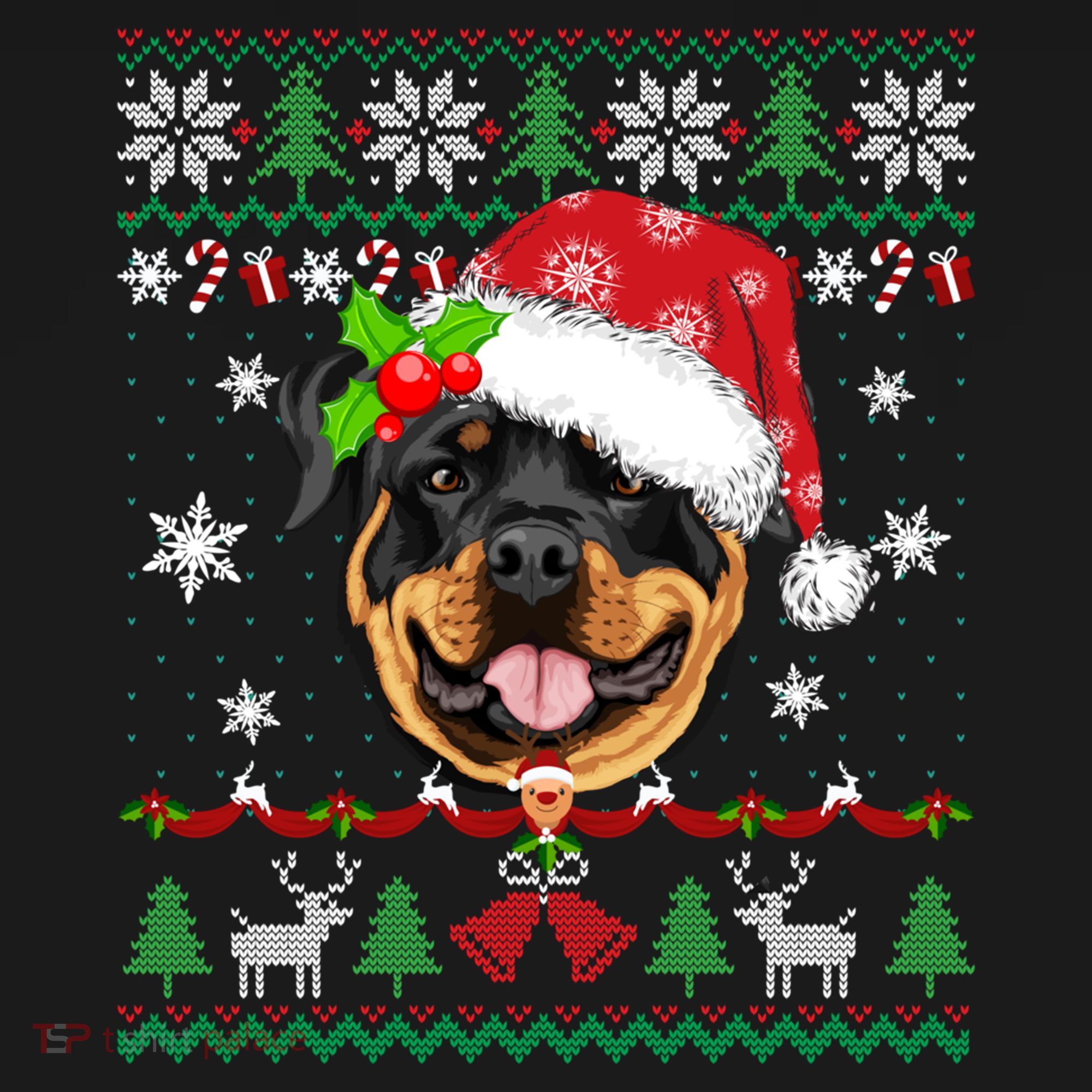 Rottweiler Christmas Ugly Sweater Rottweiler Tree Light Xmas Gift Doggie Tank