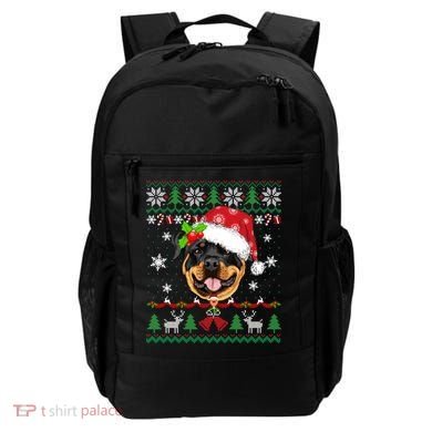 Rottweiler Christmas Ugly Sweater Rottweiler Tree Light Xmas Gift Backpack