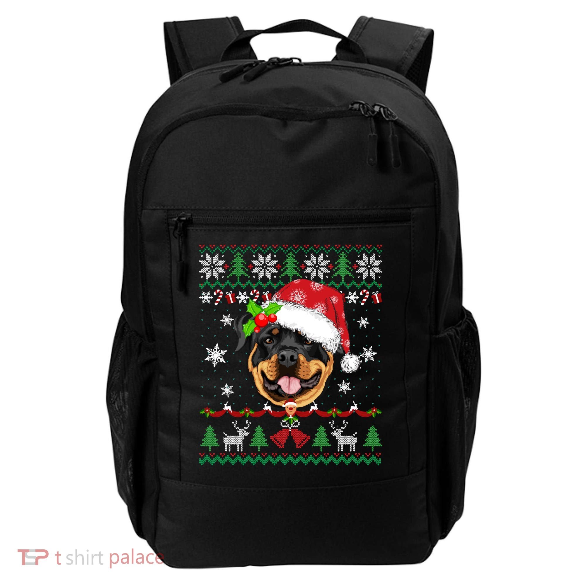 Rottweiler Christmas Ugly Sweater Rottweiler Tree Light Xmas Gift Backpack