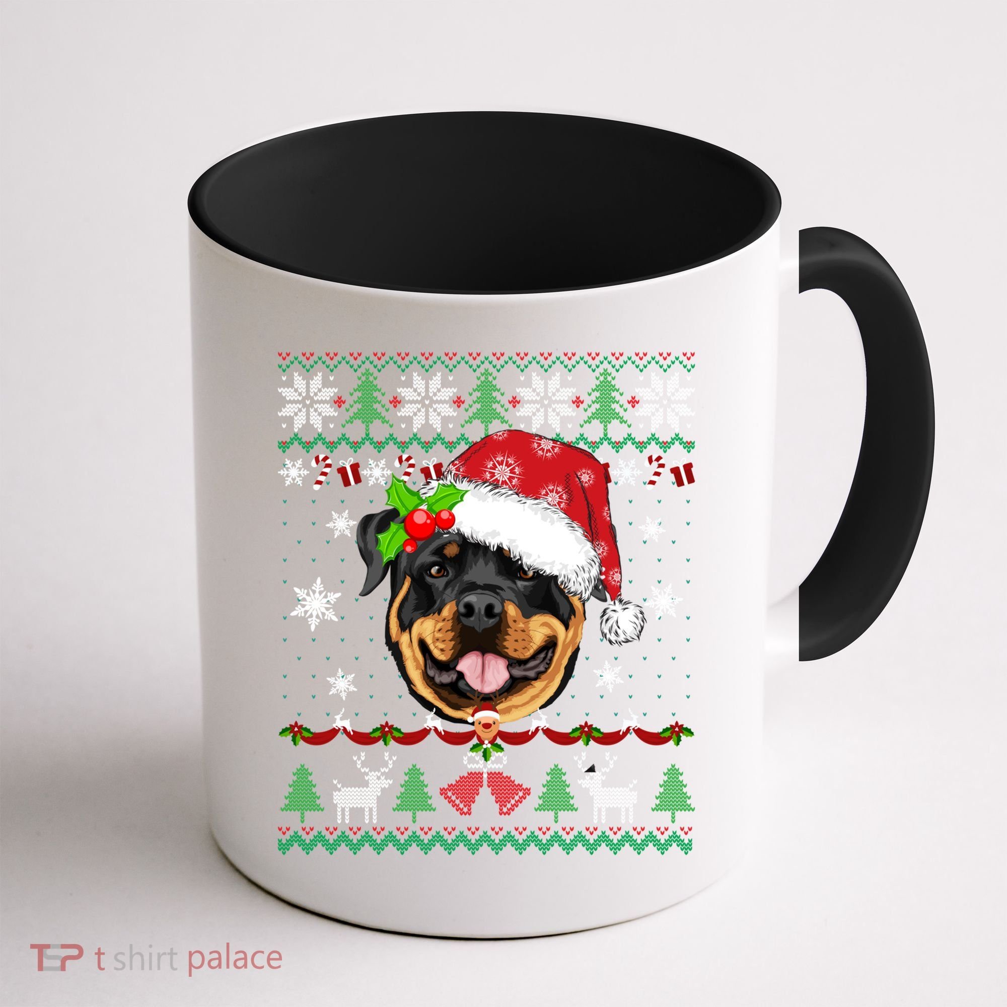 Rottweiler Christmas Ugly Sweater Rottweiler Tree Light Xmas Gift Coffee Mug