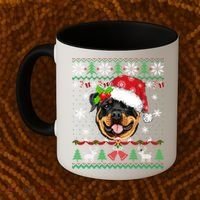 Rottweiler Christmas Ugly Sweater Rottweiler Tree Light Xmas Gift Coffee Mug thumb 2