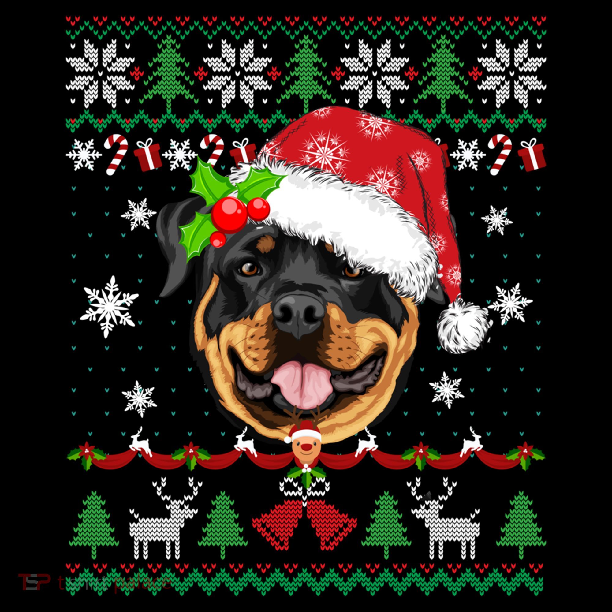 Rottweiler Christmas Ugly Sweater Rottweiler Tree Light Xmas Gift Coffee Mug