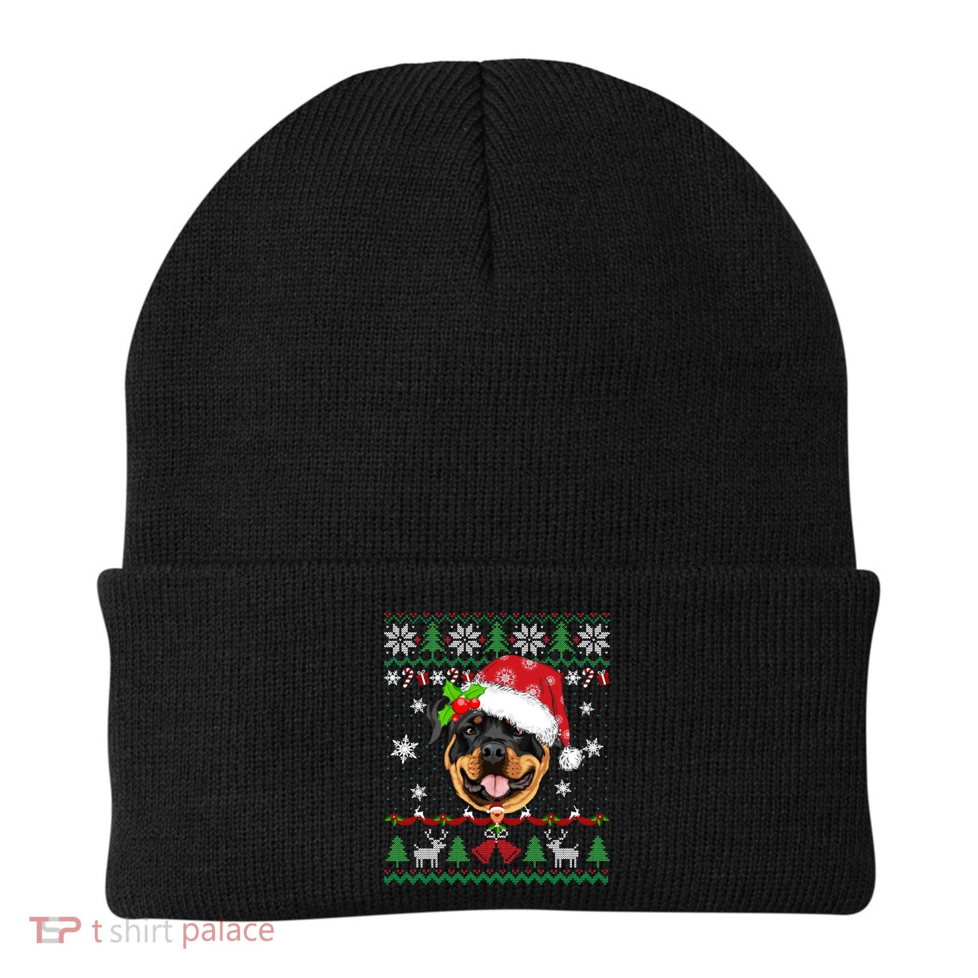 Rottweiler Christmas Ugly Sweater Rottweiler Tree Light Xmas Gift Beanie