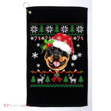 Rottweiler Christmas Ugly Sweater Rottweiler Tree Light Xmas Gift Golf Towel
