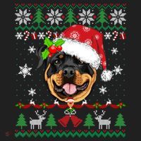 Rottweiler Christmas Ugly Sweater Rottweiler Tree Light Xmas Gift Golf Towel thumb 3