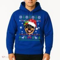 Rottweiler Christmas Ugly Sweater Rottweiler Tree Light Xmas Gift Hoodie thumb 2