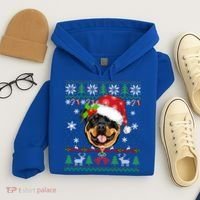 Rottweiler Christmas Ugly Sweater Rottweiler Tree Light Xmas Gift Hoodie thumb 4