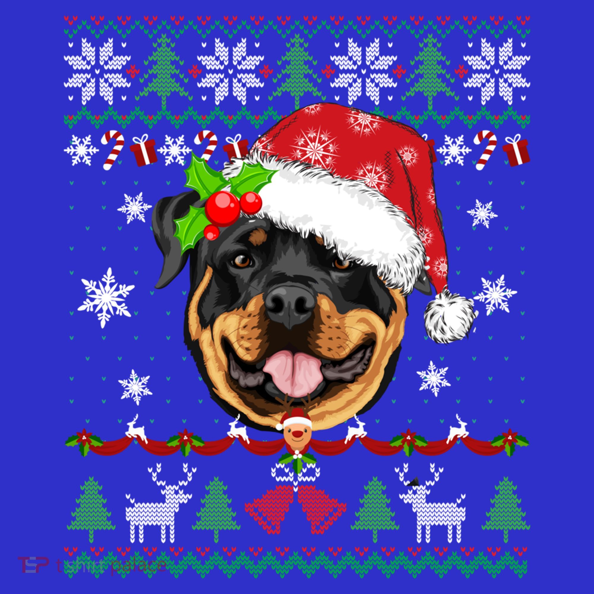 Rottweiler Christmas Ugly Sweater Rottweiler Tree Light Xmas Gift Hoodie