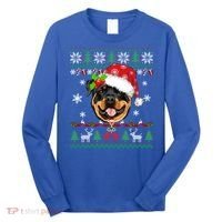 Rottweiler Christmas Ugly Sweater Rottweiler Tree Light Xmas Gift Long Sleeve Shirt thumb 0