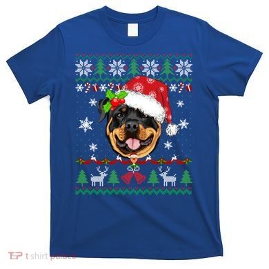 Rottweiler Christmas Ugly Sweater Rottweiler Tree Light Xmas Gift T-Shirt