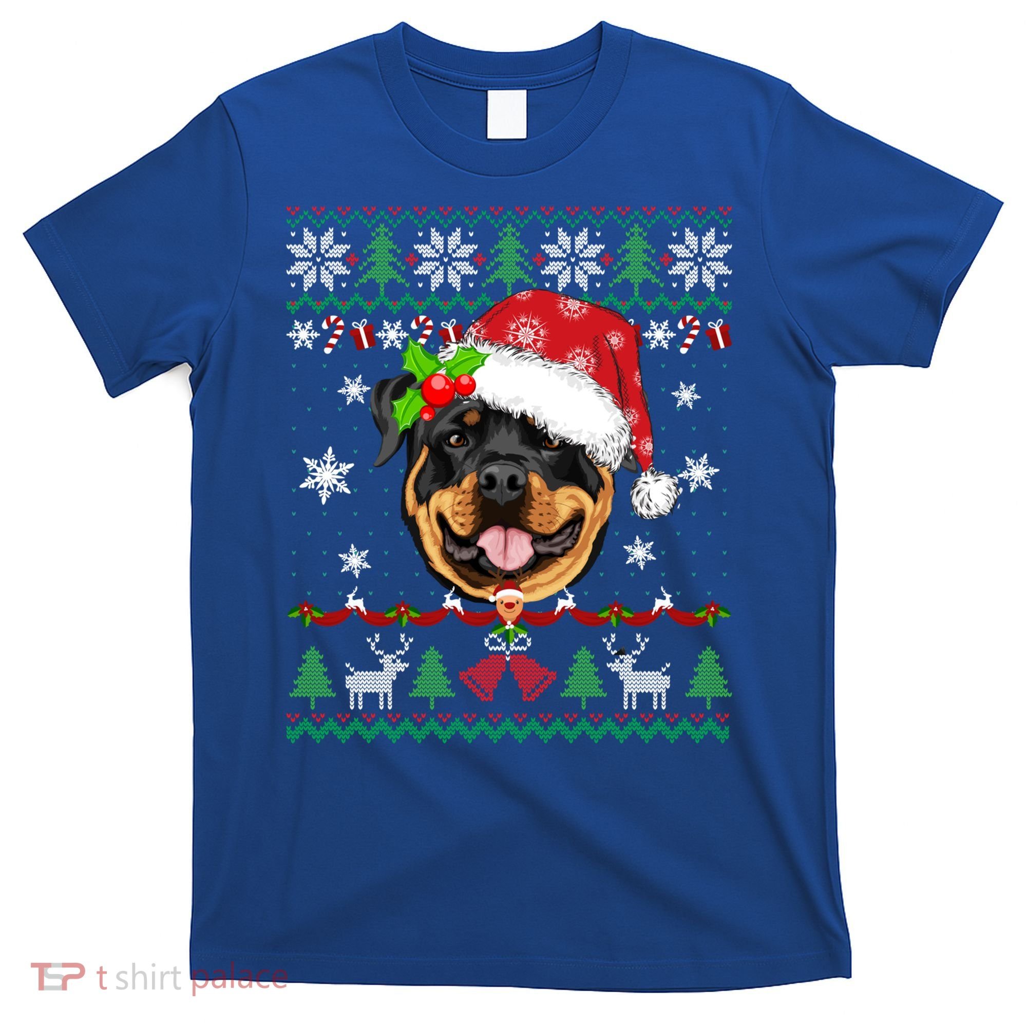 Rottweiler Christmas Ugly Sweater Rottweiler Tree Light Xmas Gift T-Shirt