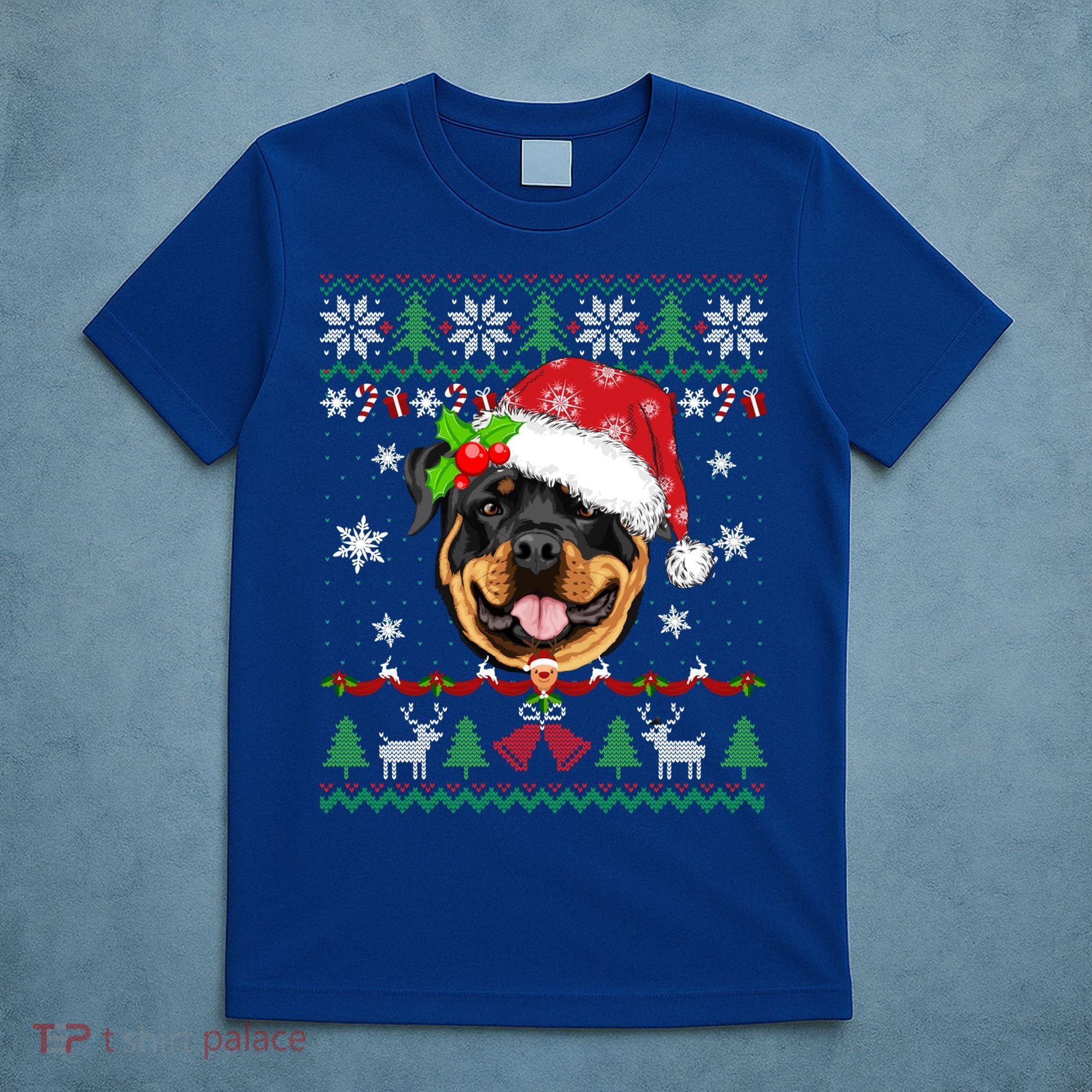 Rottweiler Christmas Ugly Sweater Rottweiler Tree Light Xmas Gift T-Shirt