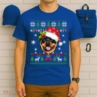Rottweiler Christmas Ugly Sweater Rottweiler Tree Light Xmas Gift T-Shirt thumb 6