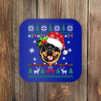 Rottweiler Christmas Ugly Sweater Rottweiler Tree Light Xmas Gift Coaster