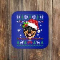 Rottweiler Christmas Ugly Sweater Rottweiler Tree Light Xmas Gift Coaster thumb 0