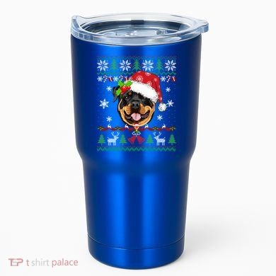 Rottweiler Christmas Ugly Sweater Rottweiler Tree Light Xmas Gift Tumbler