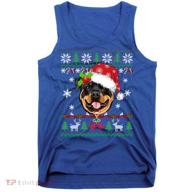 Rottweiler Christmas Ugly Sweater Rottweiler Tree Light Xmas Gift Tank Top