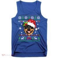 Rottweiler Christmas Ugly Sweater Rottweiler Tree Light Xmas Gift Tank Top thumb 0