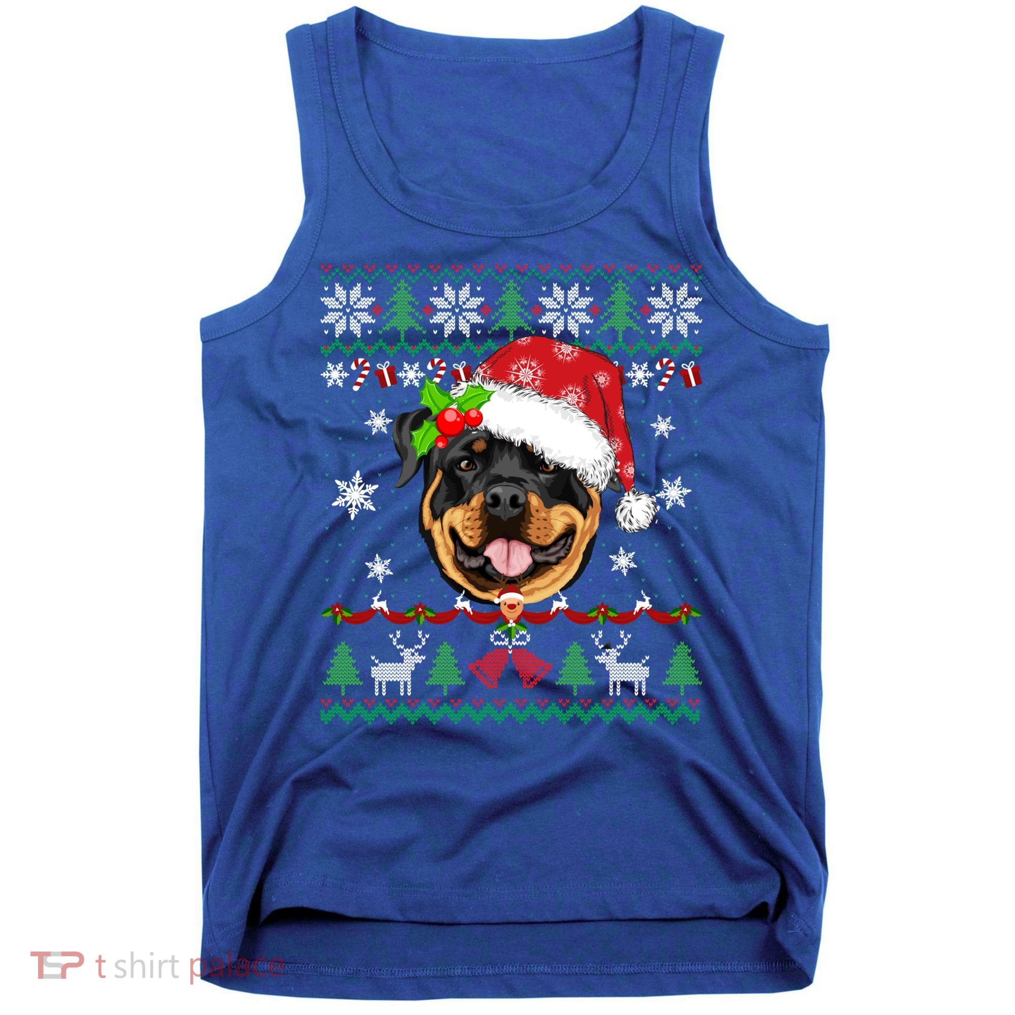 Rottweiler Christmas Ugly Sweater Rottweiler Tree Light Xmas Gift Tank Top