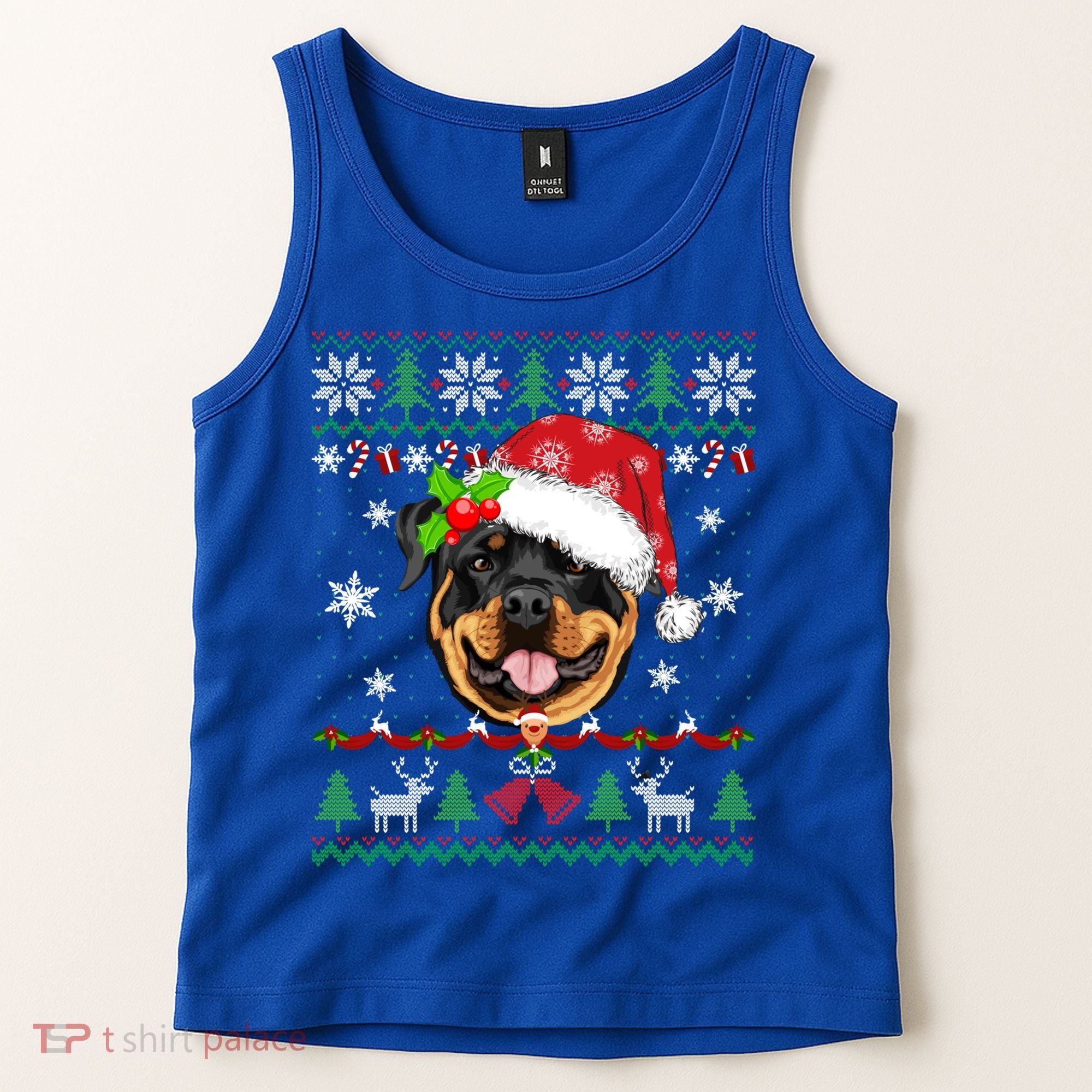 Rottweiler Christmas Ugly Sweater Rottweiler Tree Light Xmas Gift Tank Top