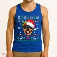 Rottweiler Christmas Ugly Sweater Rottweiler Tree Light Xmas Gift Tank Top thumb 3