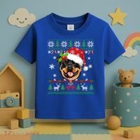 Rottweiler Christmas Ugly Sweater Rottweiler Tree Light Xmas Gift Toddler T-Shirt thumb 3