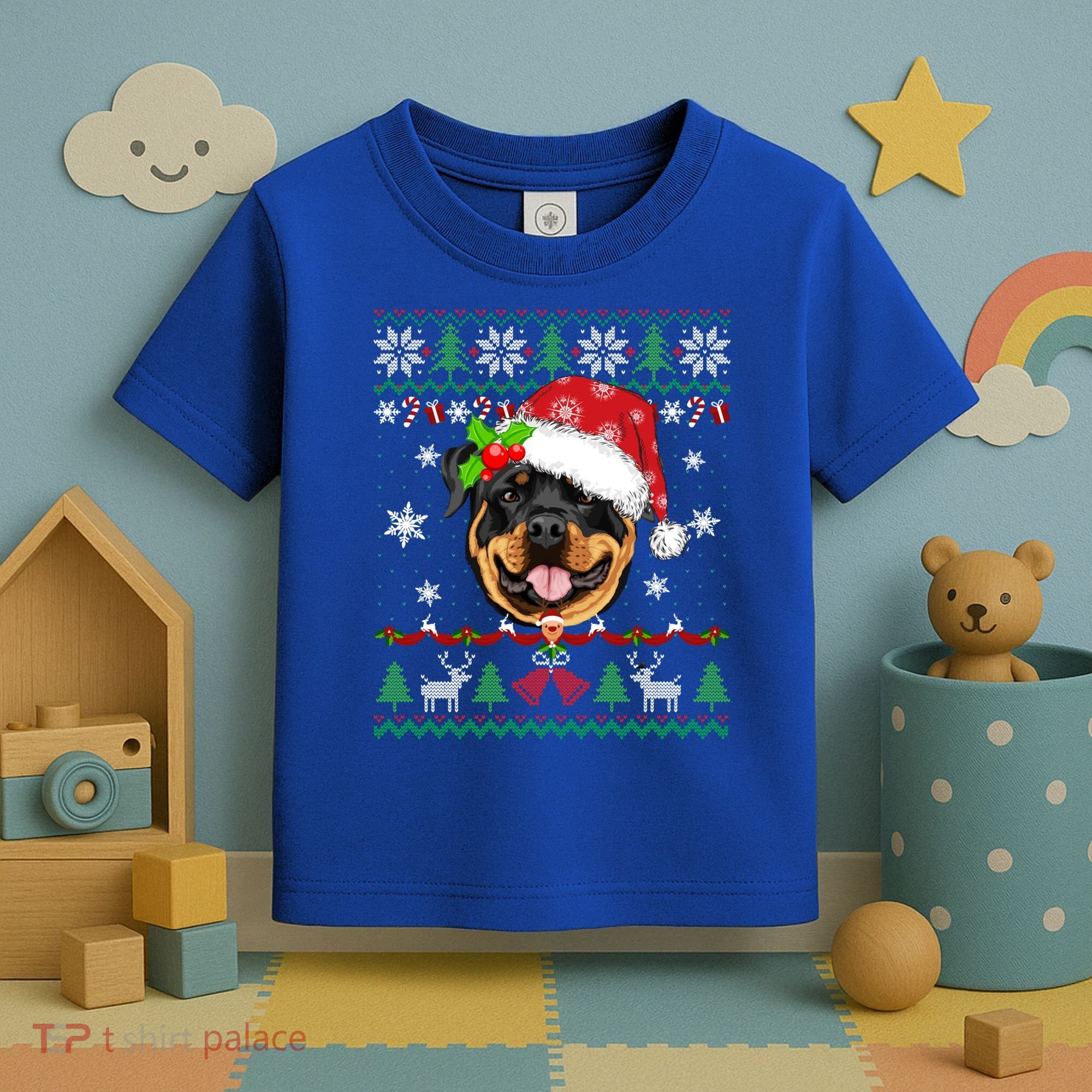 Rottweiler Christmas Ugly Sweater Rottweiler Tree Light Xmas Gift Toddler T-Shirt