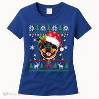 Rottweiler Christmas Ugly Sweater Rottweiler Tree Light Xmas Gift Women's T-Shirt thumb 0