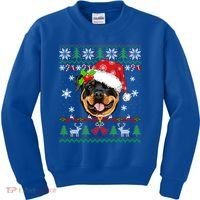 Rottweiler Christmas Ugly Sweater Rottweiler Tree Light Xmas Gift Kids Sweatshirt thumb 0