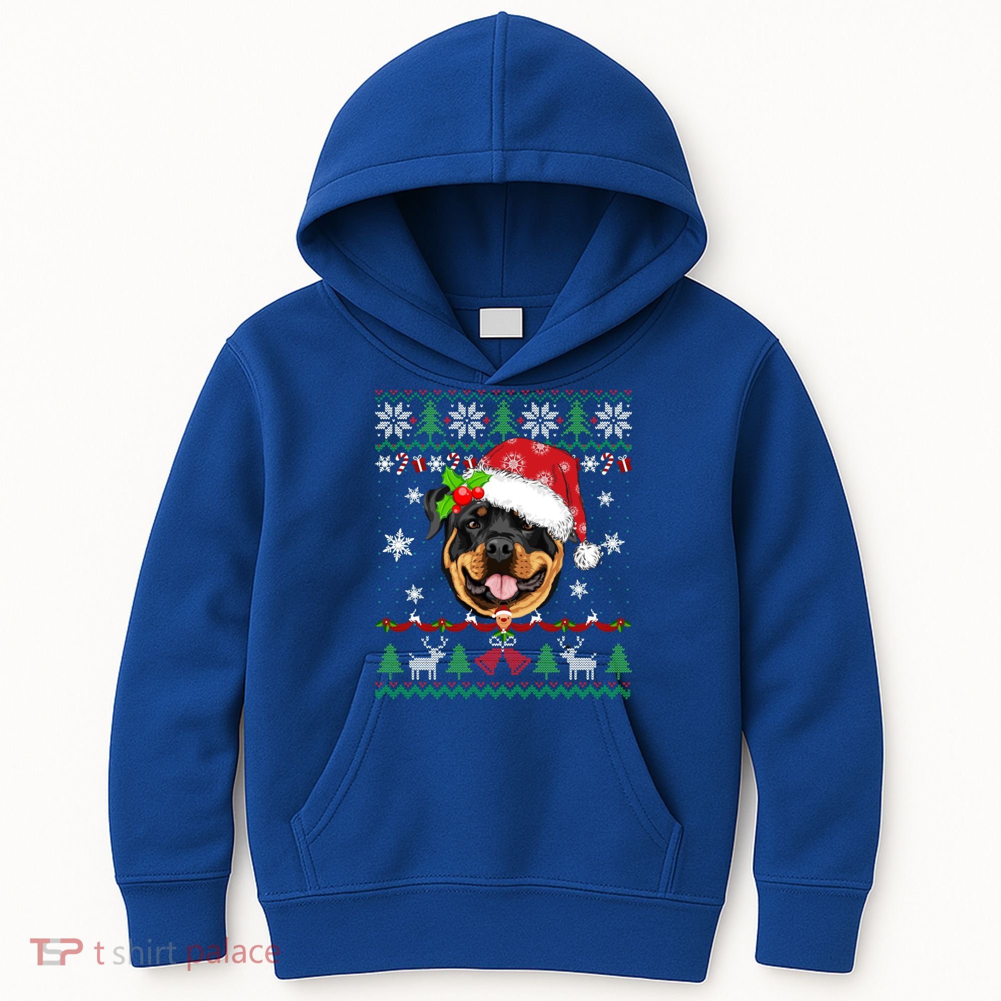 Rottweiler Christmas Ugly Sweater Rottweiler Tree Light Xmas Gift Kids Hoodie