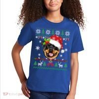 Rottweiler Christmas Ugly Sweater Rottweiler Tree Light Xmas Gift Kids T-Shirt thumb 2