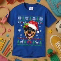 Rottweiler Christmas Ugly Sweater Rottweiler Tree Light Xmas Gift Kids T-Shirt thumb 3