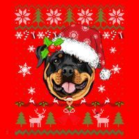 Rottweiler Christmas Ugly Sweater Rottweiler Tree Light Xmas Gift Santa Hat thumb 1
