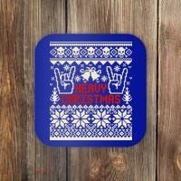 Rock Christmas Ugly Sweater Rocknroll Music Merry Christmas Gift Coaster thumb 0
