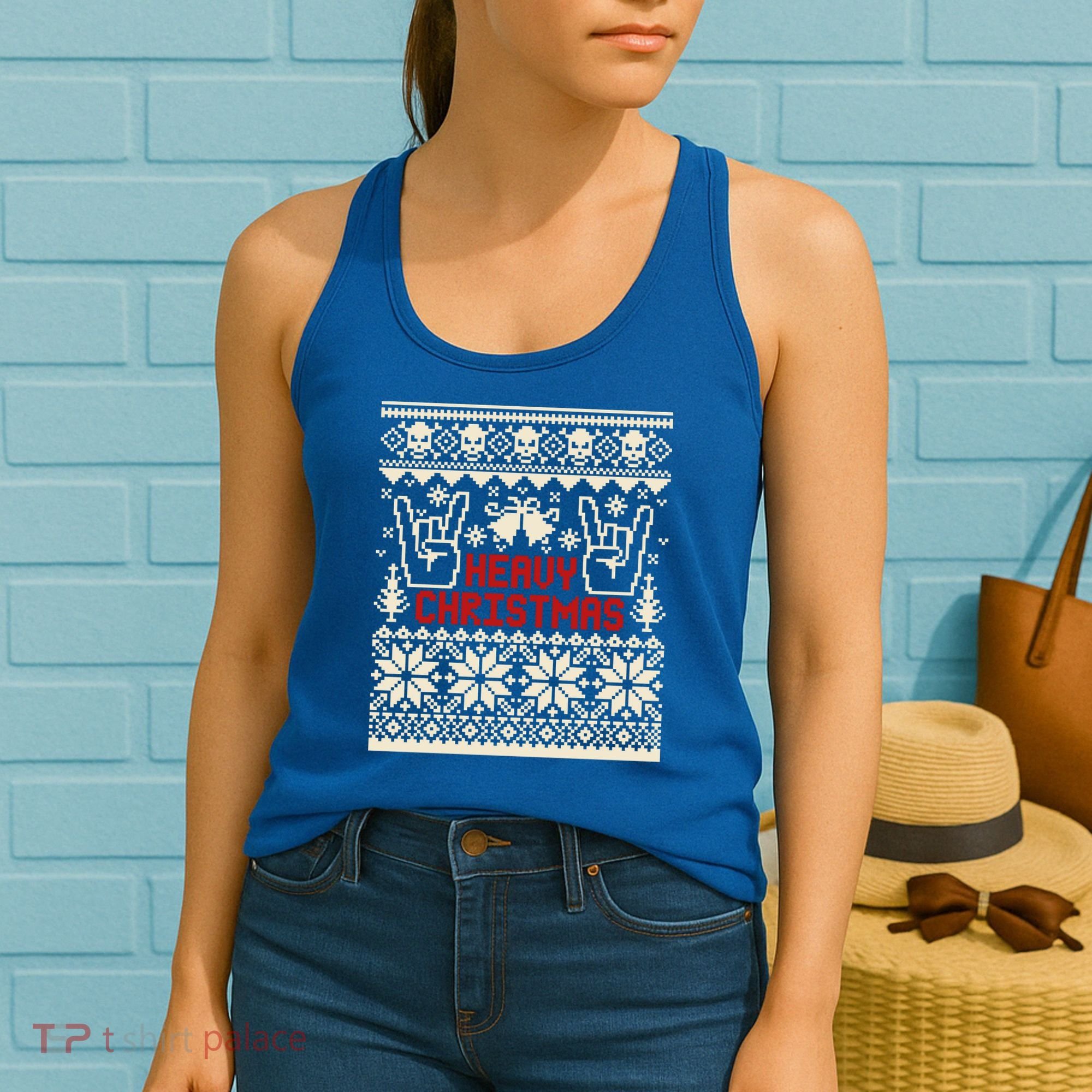 Rock Christmas Ugly Sweater Rocknroll Music Merry Christmas Gift Women's Tank Top