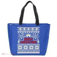 Rock Christmas Ugly Sweater Rocknroll Music Merry Christmas Gift Tote Bag thumb 0