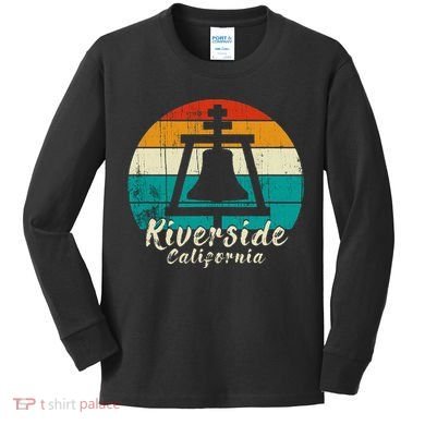 Riverside California Vintage Design With Sunset Kids Long Sleeve Shirt