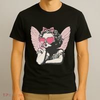 Retro Cupid Valentine Day Cute Vintage Cupid Blowing Bubble T-Shirt thumb 3