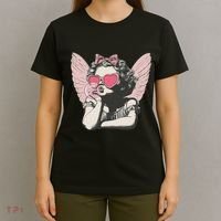 Retro Cupid Valentine Day Cute Vintage Cupid Blowing Bubble T-Shirt thumb 4