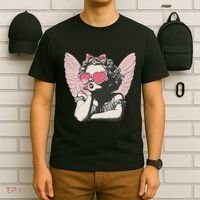 Retro Cupid Valentine Day Cute Vintage Cupid Blowing Bubble T-Shirt thumb 6