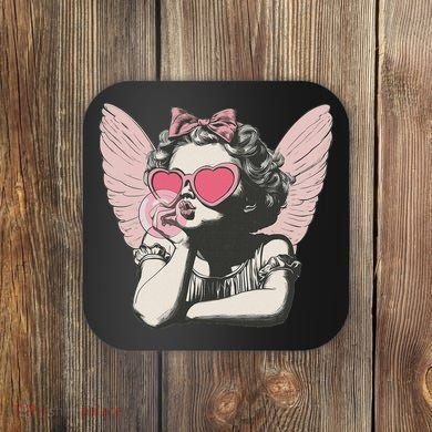 Retro Cupid Valentine Day Cute Vintage Cupid Blowing Bubble Coaster