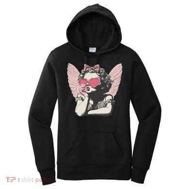 Retro Cupid Valentine Day Cute Vintage Cupid Blowing Bubble Women's Hoodie