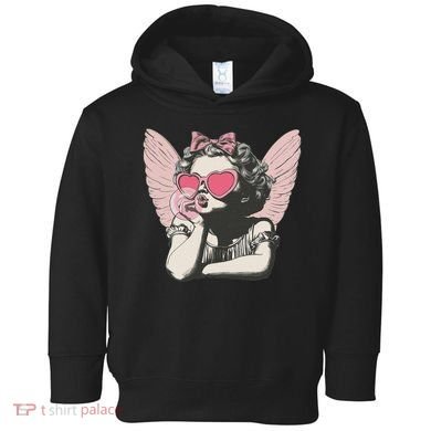 Retro Cupid Valentine Day Cute Vintage Cupid Blowing Bubble Toddler Hoodie