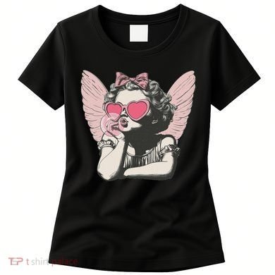 Retro Cupid Valentine Day Cute Vintage Cupid Blowing Bubble Women's T-Shirt