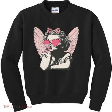 Retro Cupid Valentine Day Cute Vintage Cupid Blowing Bubble Kids Sweatshirt