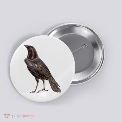Raven Crow Vintage Button