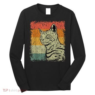 Retro Cats Vintage Bengal Cat Long Sleeve Shirt