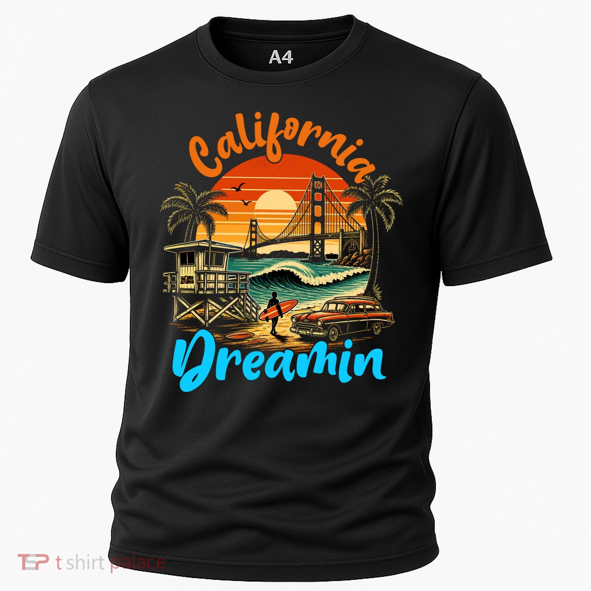Retro California Vintage West Coast Cali Sunset Cooling Performance Crew T-Shirt